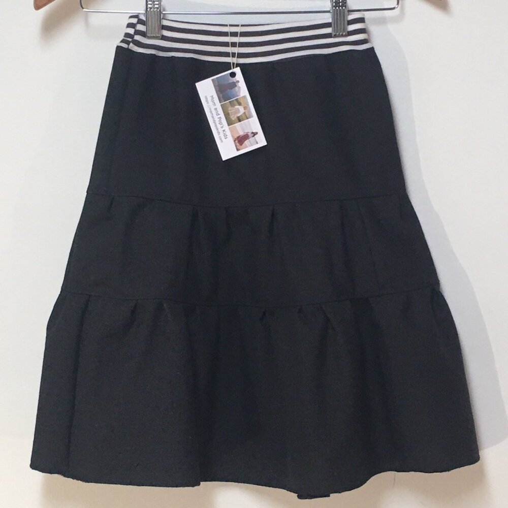 Skirt 100% Wool Girls 5 Midi Black Ruffle Tiered Preppy Mom and Pop's Kids‎